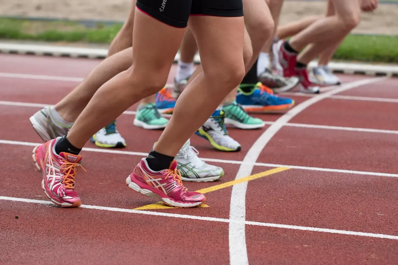 Athletes start to run 200 meter