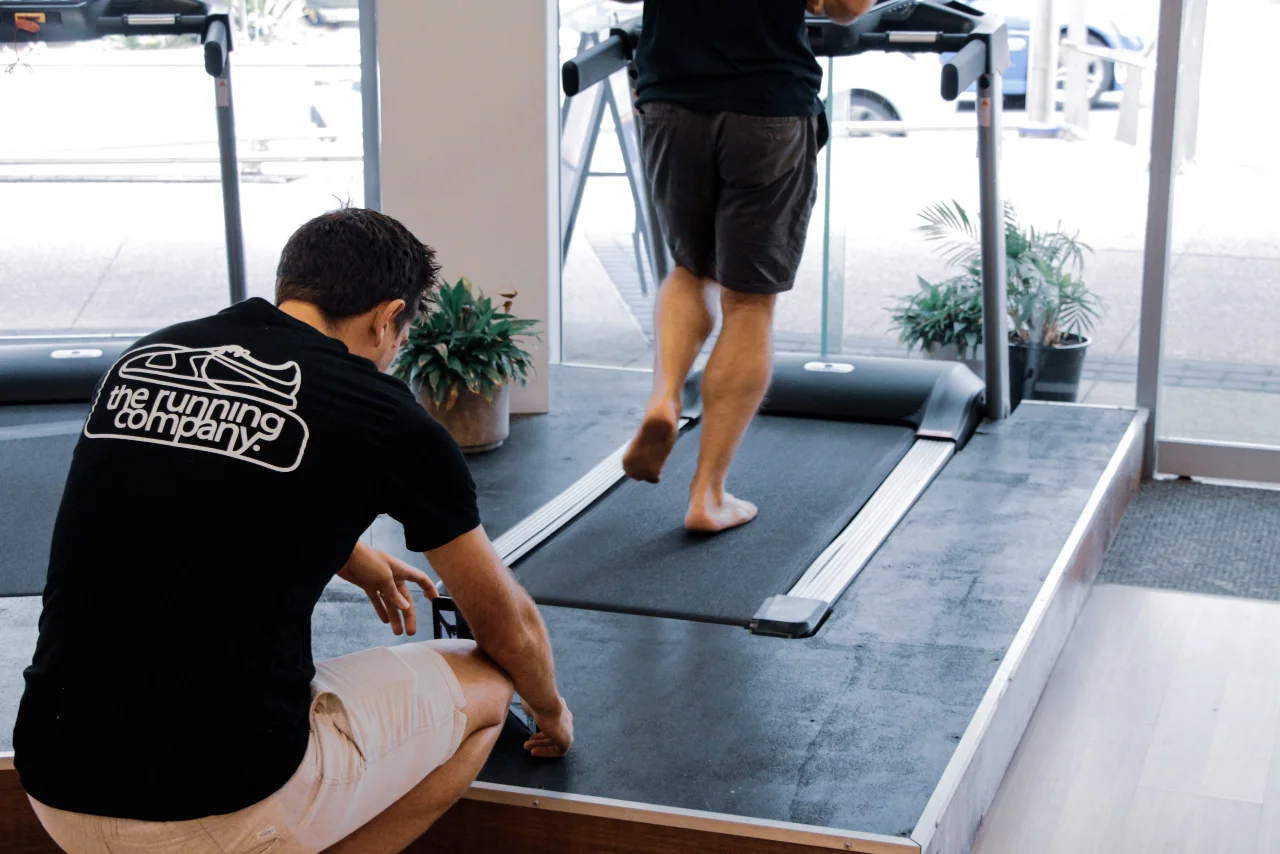 Running barefoot on a treadmill  
