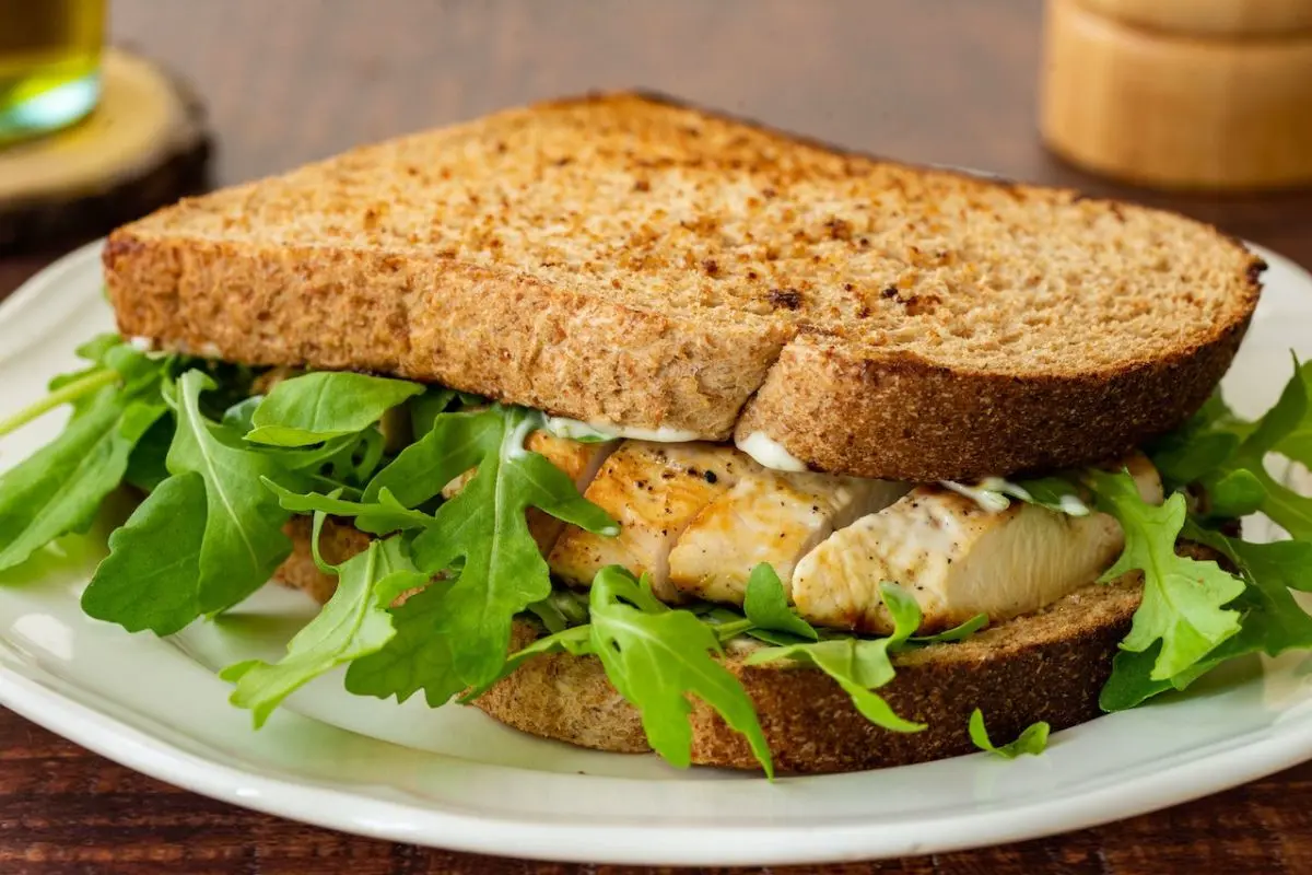 Chicken sandwiches with whole-grain bread