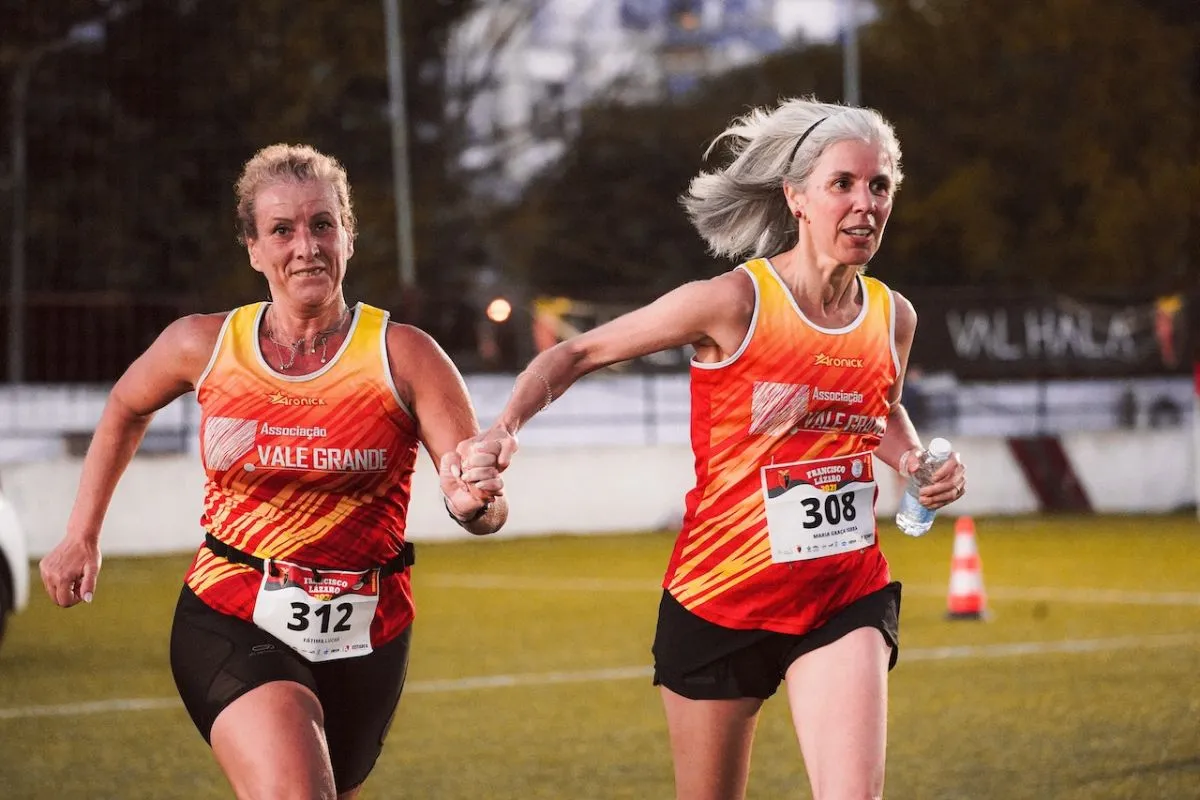 Elderly runners running a short distance marathon