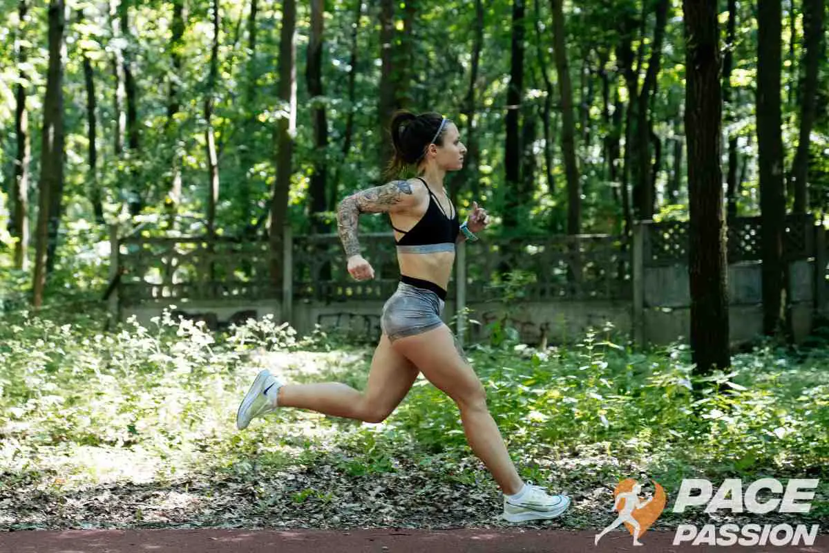 Woman running at a high speed