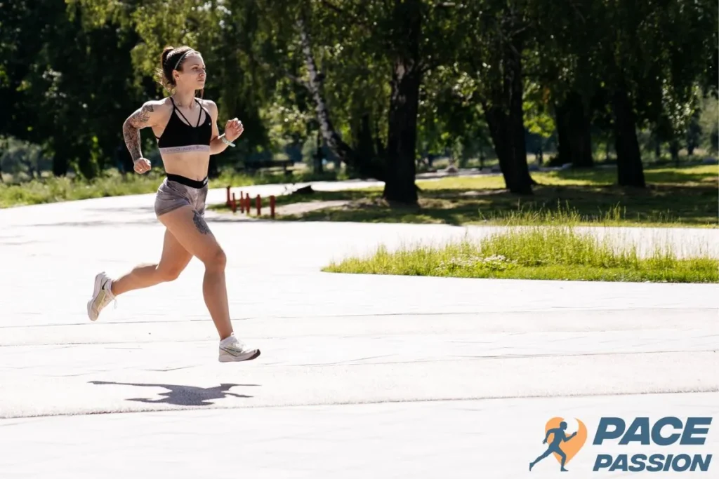A female runner adds fartlek running to her workout