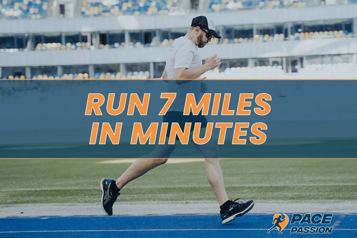 A man is running 7 miles at the stadium