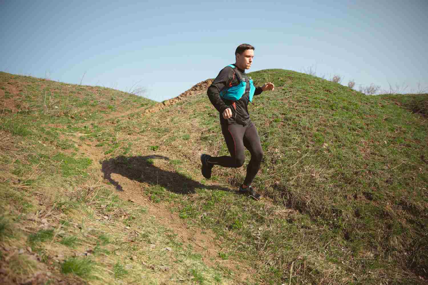 A man is training hill sprints before a 7 mile race