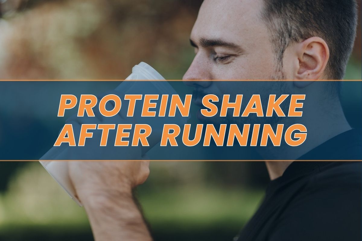 Runner drinking post-run protein shakes