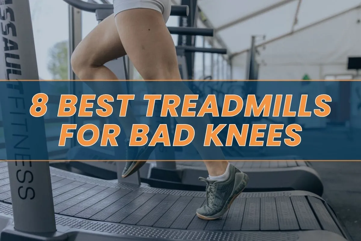 A woman is running on a treadmill, which is easy on the knees