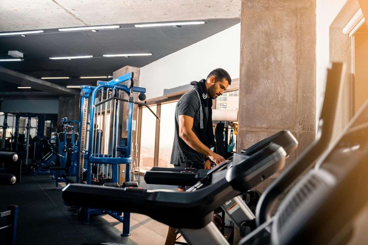 Man training on a treadmill