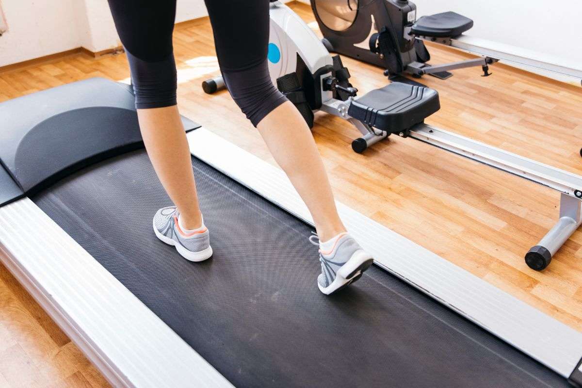 Treadmill on a hard floor surface